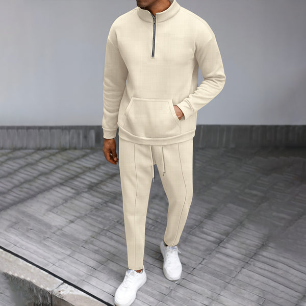 Casual Turtleneck Half-Zip Sweater & Trousers Set