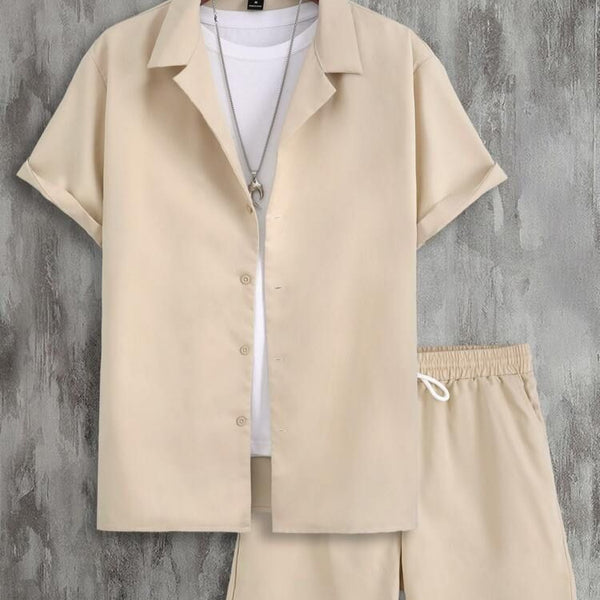 Short Sleeve Cuban Collar Men's Sport Suit