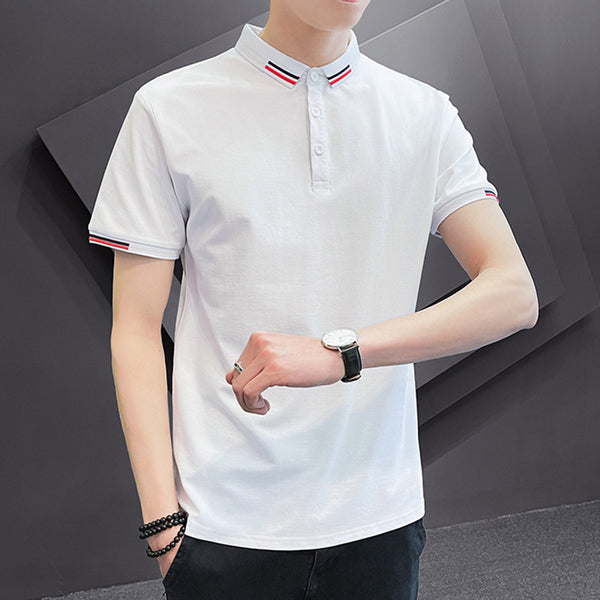 Men’s Summer Short-Sleeve Polo — Korean Style, Solid Color