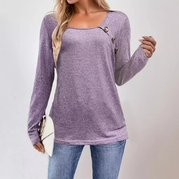 Collar Button Casual Sweater Long Sleeve T-shirt