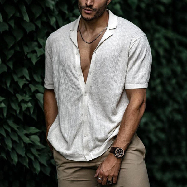 European And American Men's New Casual Loose Knitted Short Sleeves