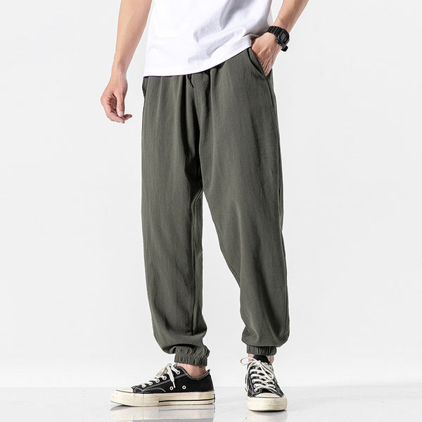 Casual Cropped Pants Thin Trendy Linen Sports Pants Men