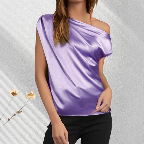 Elegant Irregular Shoulder Sleeveless Top